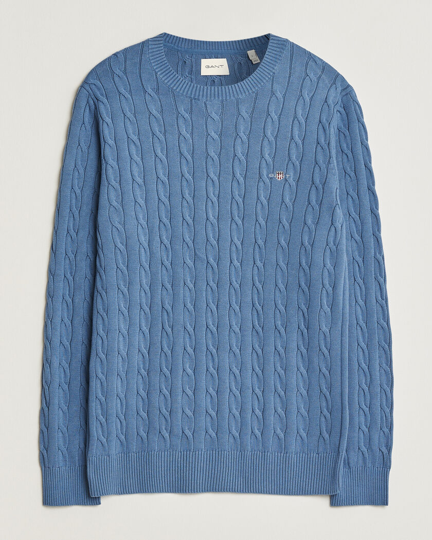 Gant Cotton Cable Crew Neck Blue Horizon – Sininen
