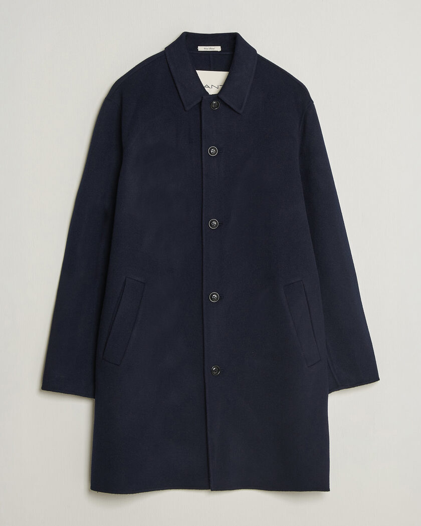 Gant Handstitched Wool/Cashmere Top Coat Evening Blue – Sininen