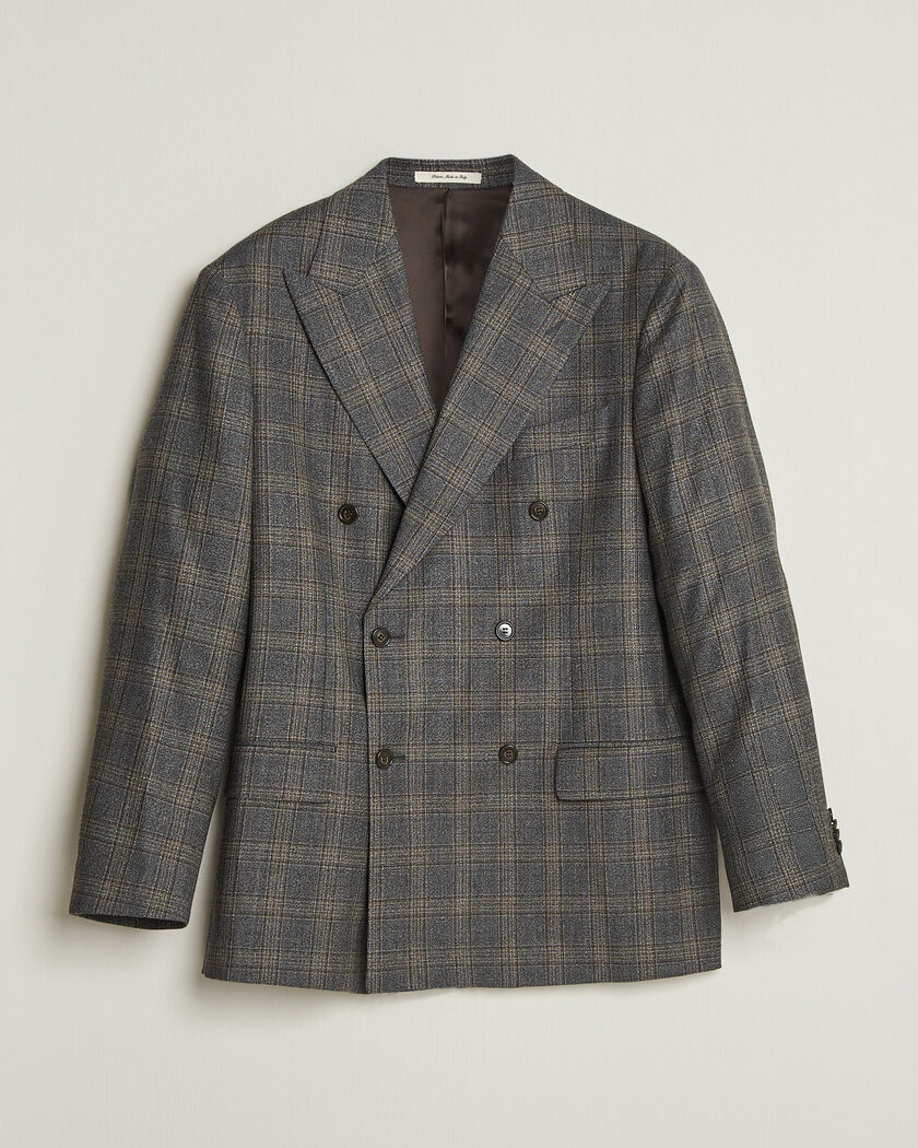 Gant Wool Glencheck Double Breasted Blazer Ceramic Grey – Harmaa