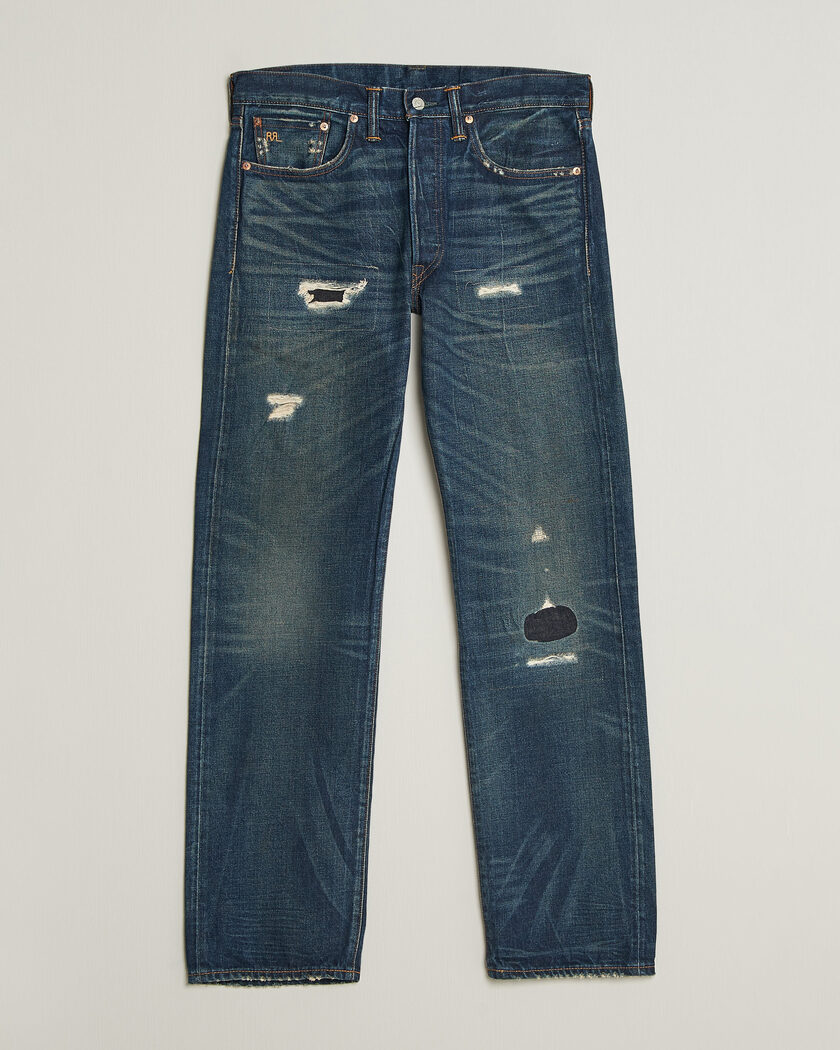 RRL Straight Leg Selvedge Jeans Hawley Wash – Sininen