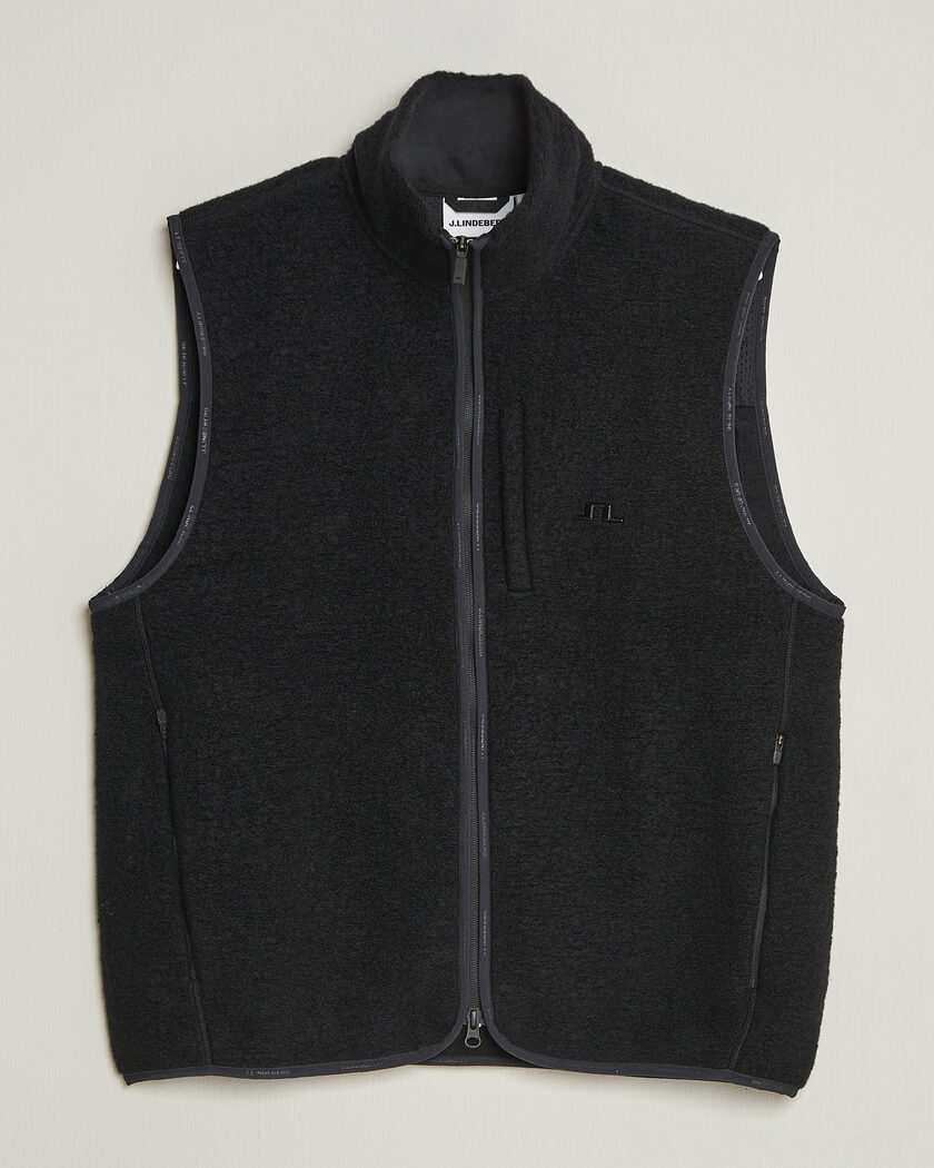 J.Lindeberg Duncan Wool Fleece Vest Black – Musta