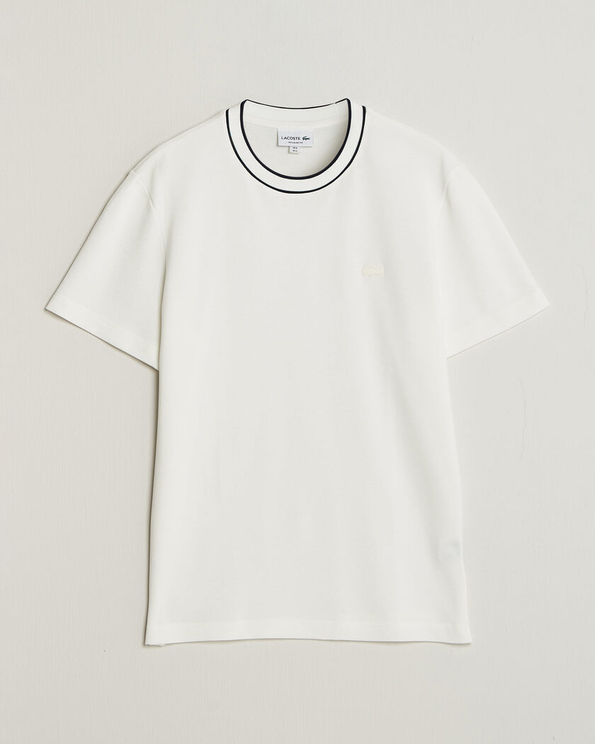 Lacoste Contrast Rib Piqué T-Shirt Flour – Valkoinen