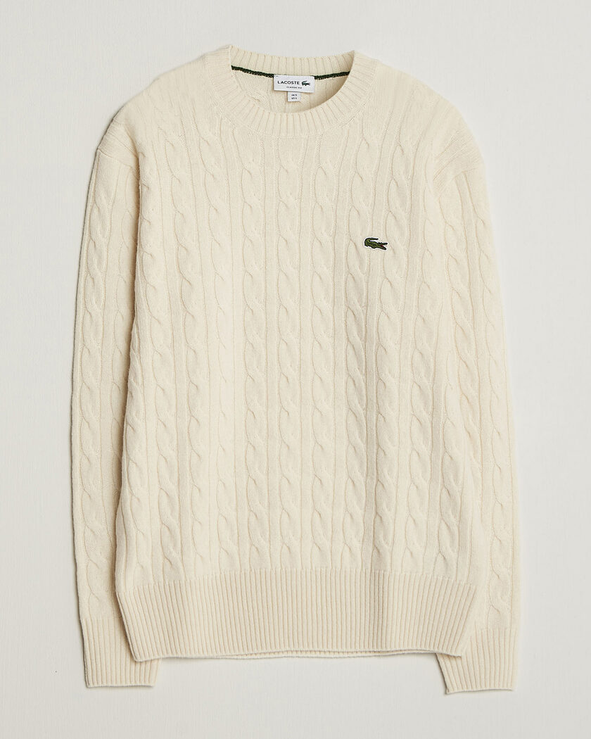 Lacoste Carded Wool Cable Crew Neck Lapland – Valkoinen