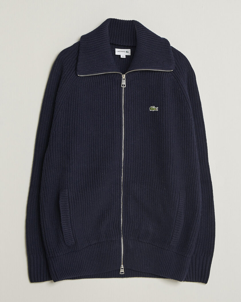 Lacoste Heavy Wool Knitted Full Zip Navy Blue – Sininen