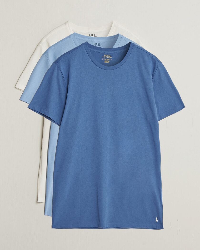 Polo Ralph Lauren 3-Pack Crew Neck T-Shirt White/Blue/Light Blue – Monivärinen