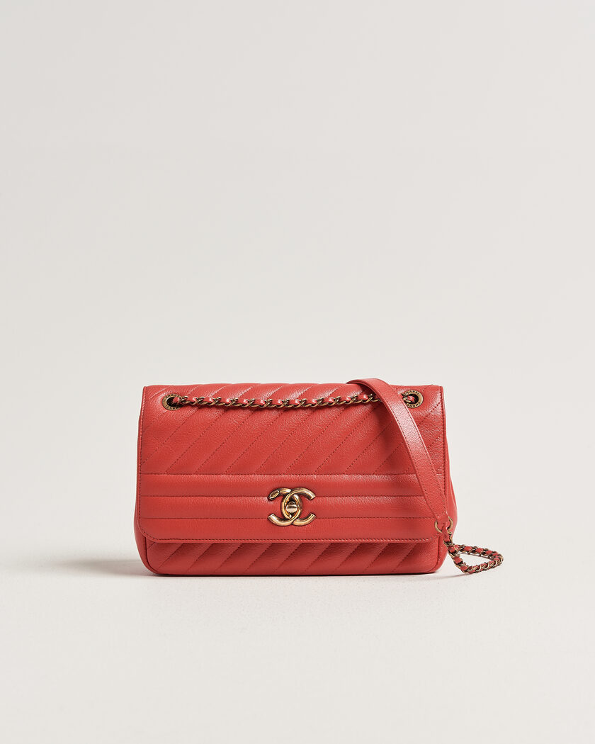 Chanel Pre-Owned Chevron Medium Flap Bag Coral – Punainen