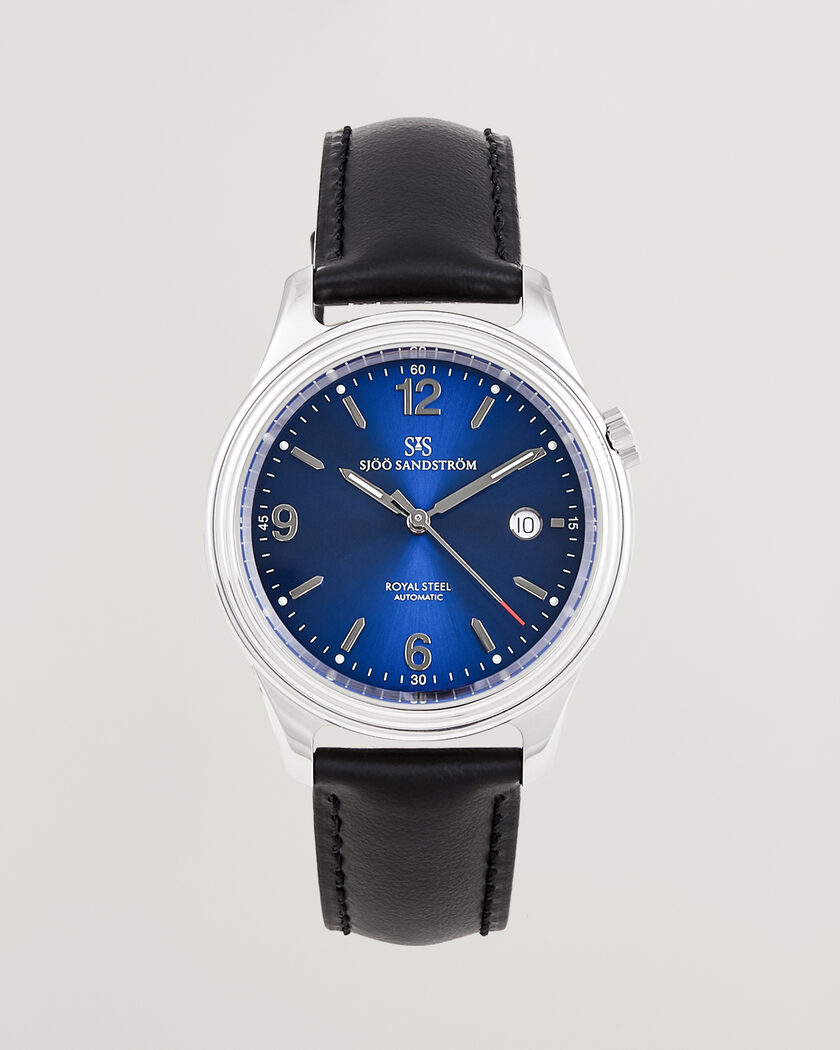 Sjöö Sandström Royal Steel 41mm Black Calf Blue Dial – Sininen