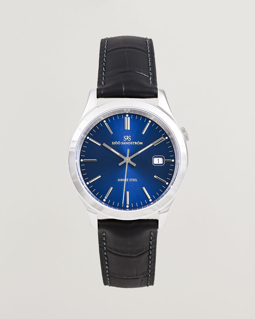 Sjöö Sandström Jubilee Steel Quartz 40mm Black Calf Blue Dial – Sininen
