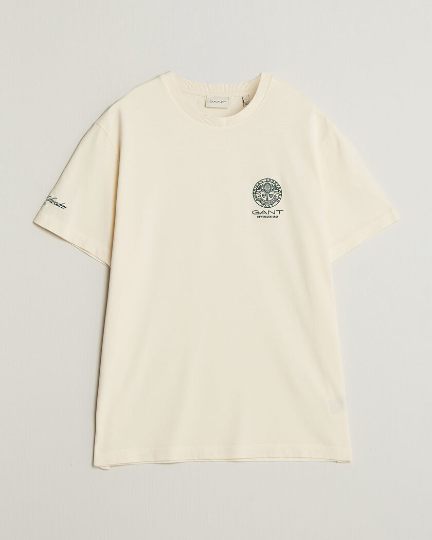 Gant Tournament Crew Neck T-Shirt Cream – Valkoinen
