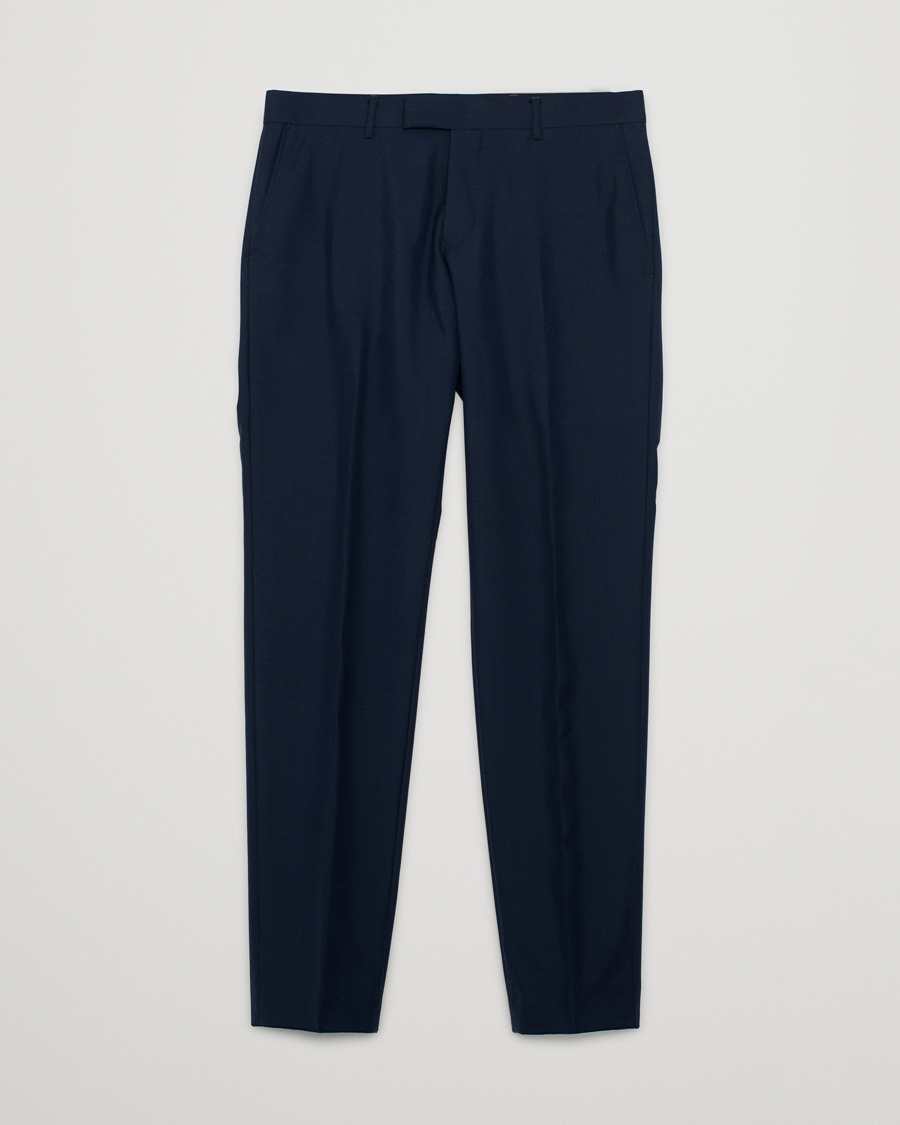 Pre-owned Oscar Jacobson Damien Wool Barberis Super 120 Trousers Blue – Sininen