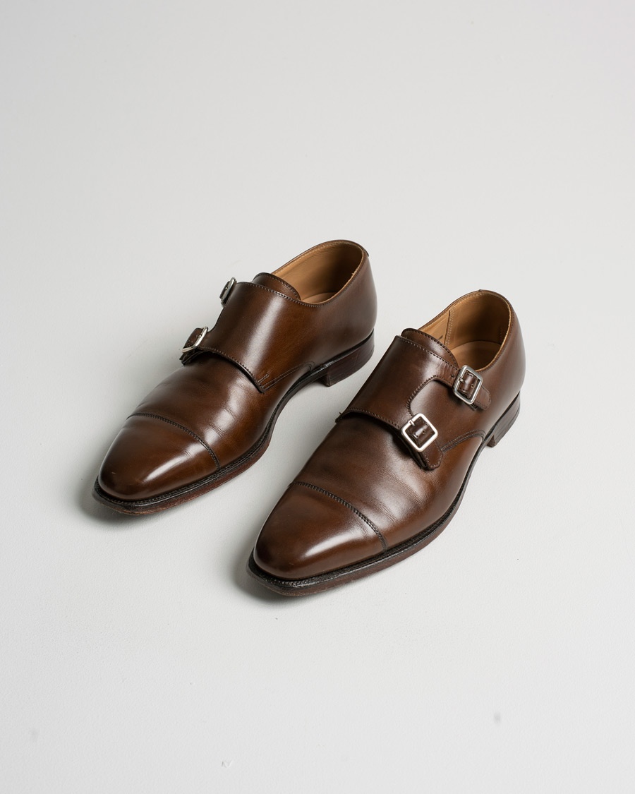Pre-owned Crockett & Jones Lowndes Monkstrap City Sole Dark Brown Calf UK6,5 - EU40,5 – Ruskea