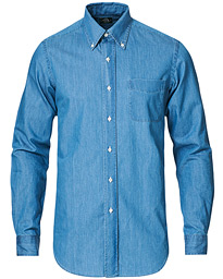  Slim Fit Denim Button Down Shirt Indigo