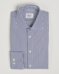  Slimline Striped Poplin Cut Away Shirt Blue