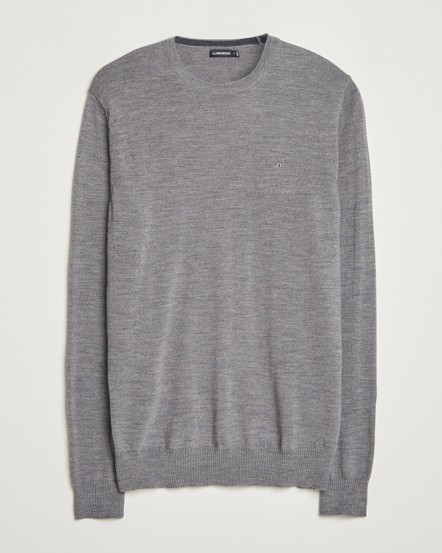 Mies | Puserot | J.Lindeberg | Lyle True Merino Crew Neck Pullover Grey