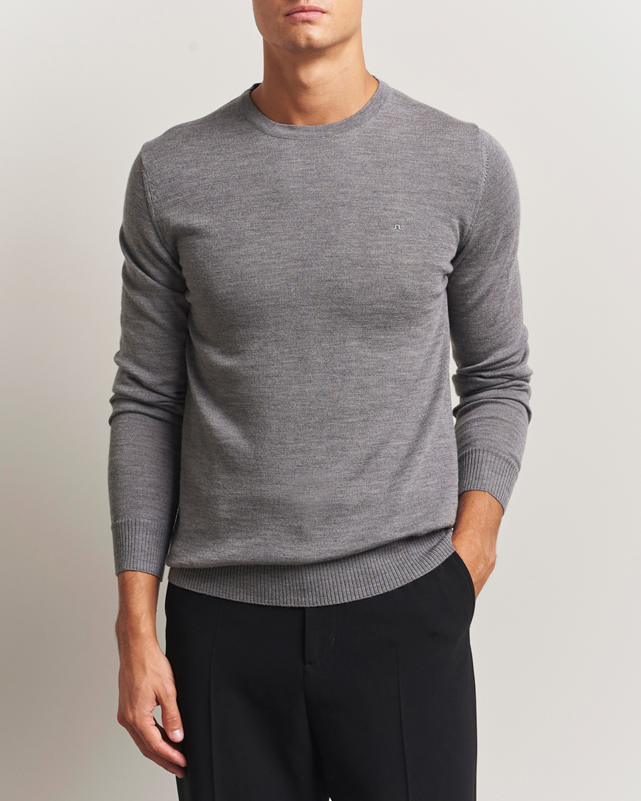 Mies | Puserot | J.Lindeberg | Lyle True Merino Crew Neck Pullover Grey