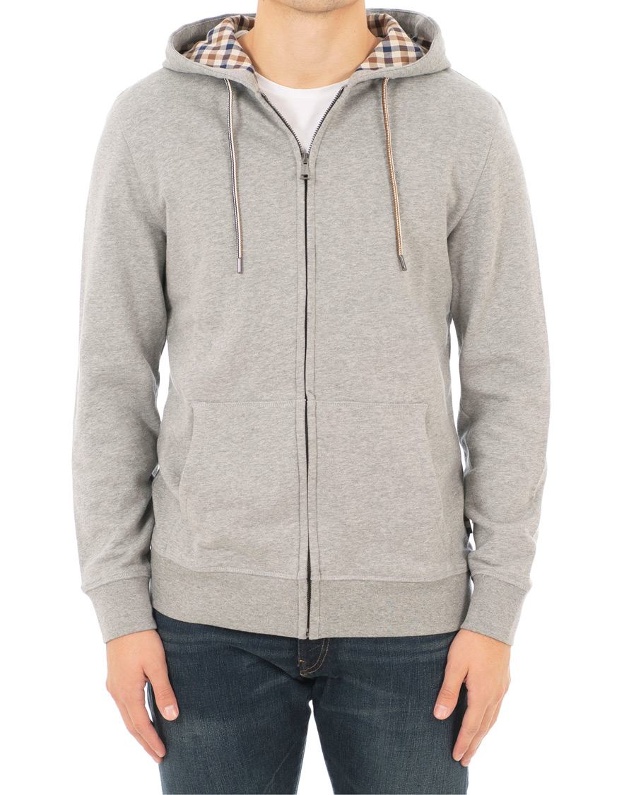 Aquascutum Arlo Zip Hoodie Grey Melange