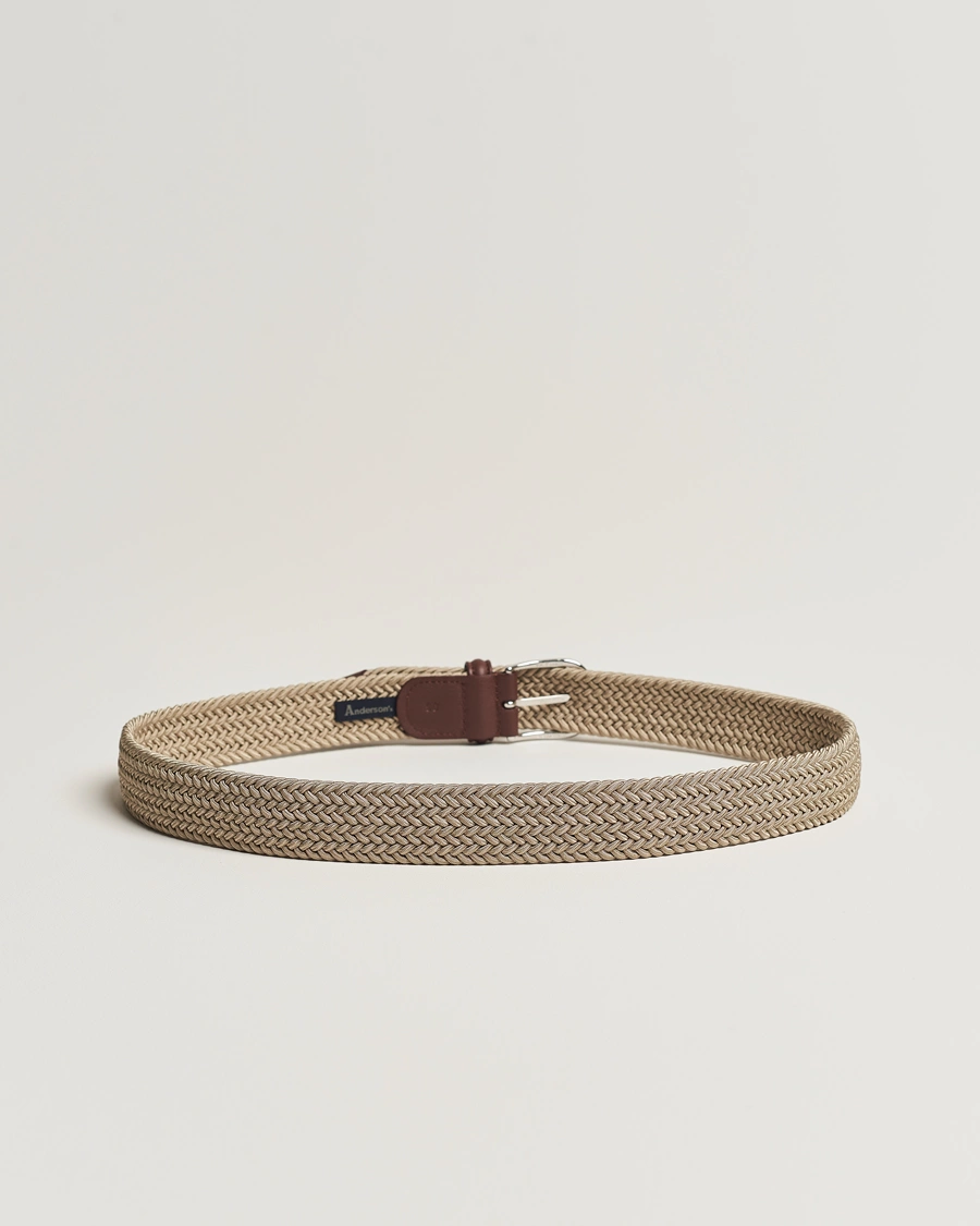 Mies |  | Anderson\'s | Stretch Woven 3,5 cm Belt Beige