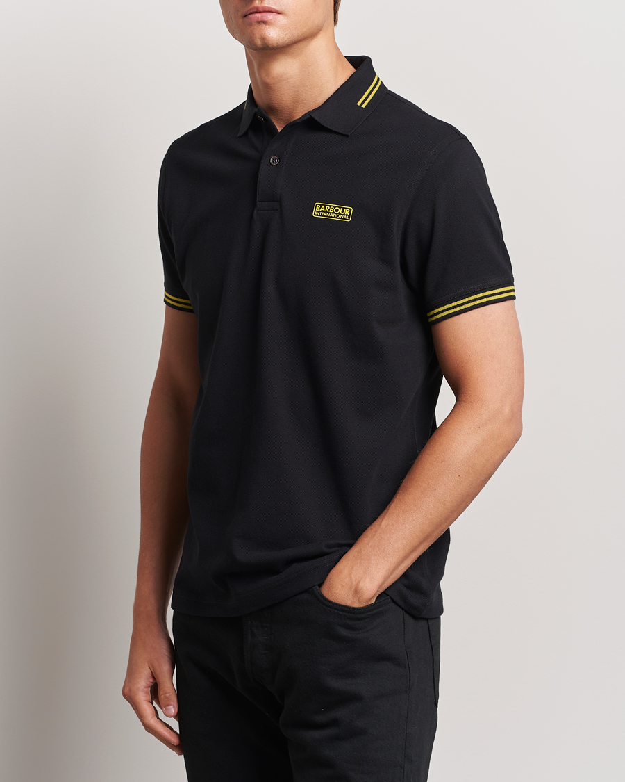 Mies | Pikeet | Barbour International | Essential Tipped Polo Black