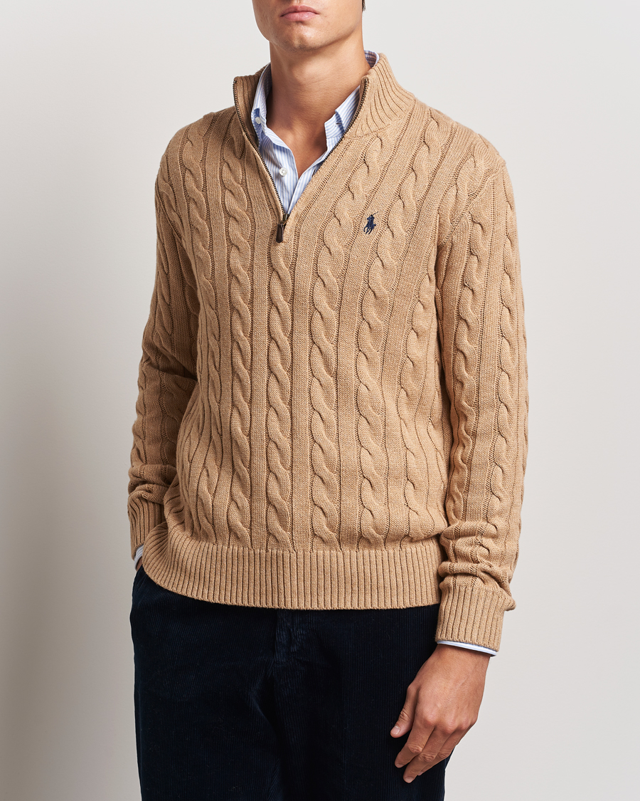 Mies |  | Polo Ralph Lauren | Cotton Cable Half Zip Camel Melange