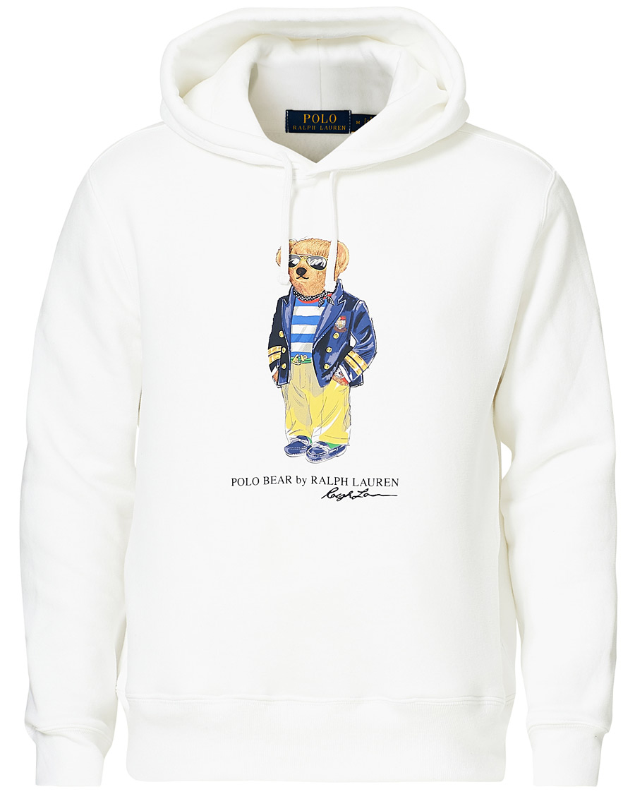 White polo discount hoodie with bear