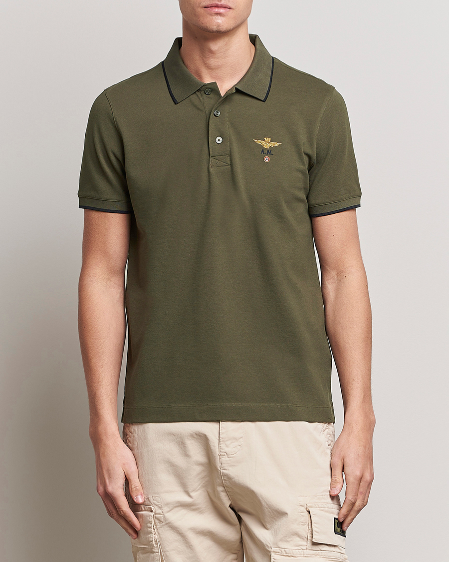 Mies | Alennusmyynti vaatteet | Aeronautica Militare | Garment Dyed Cotton Polo Green