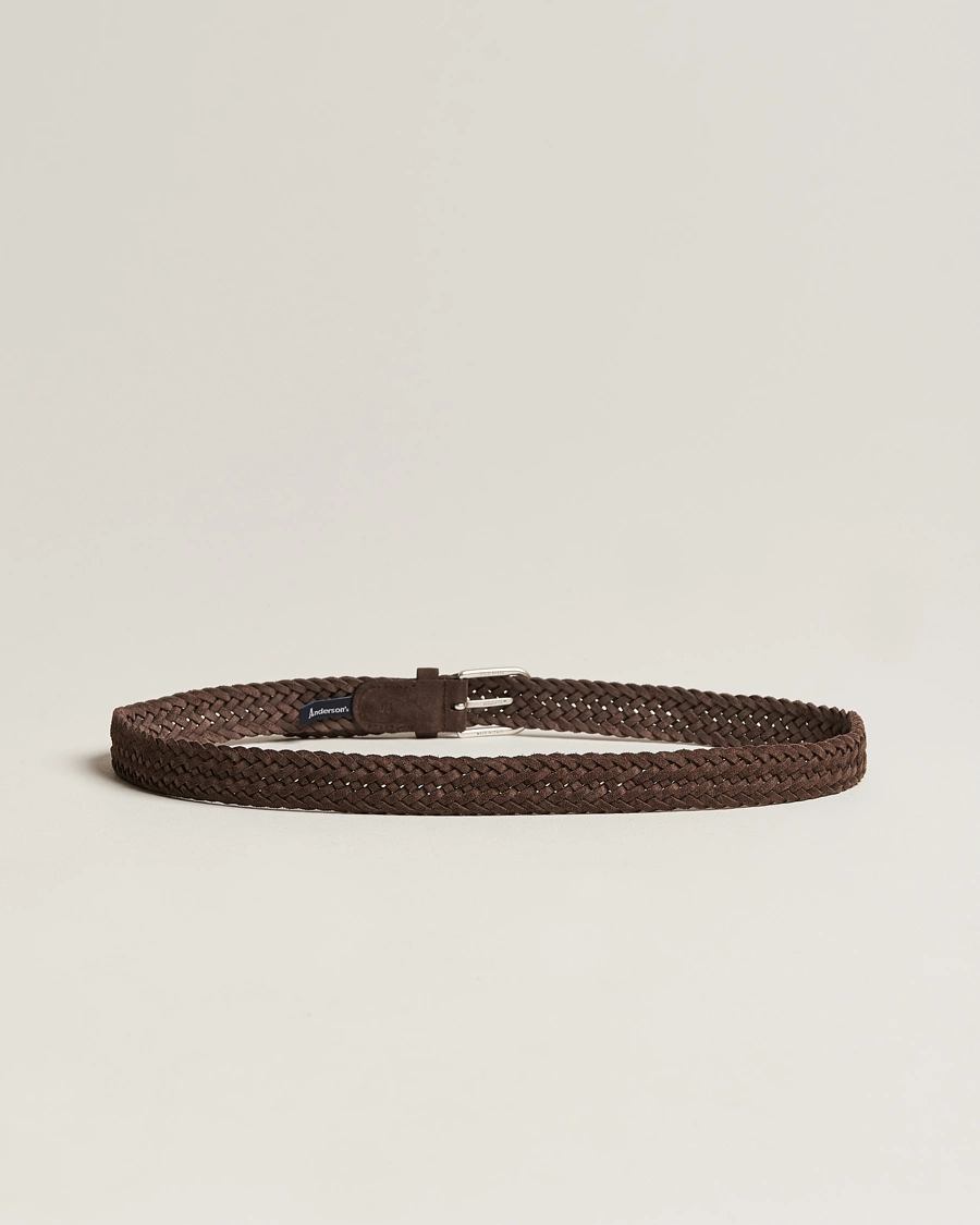 Mies |  | Anderson\'s | Woven Suede Belt 3 cm Dark Brown
