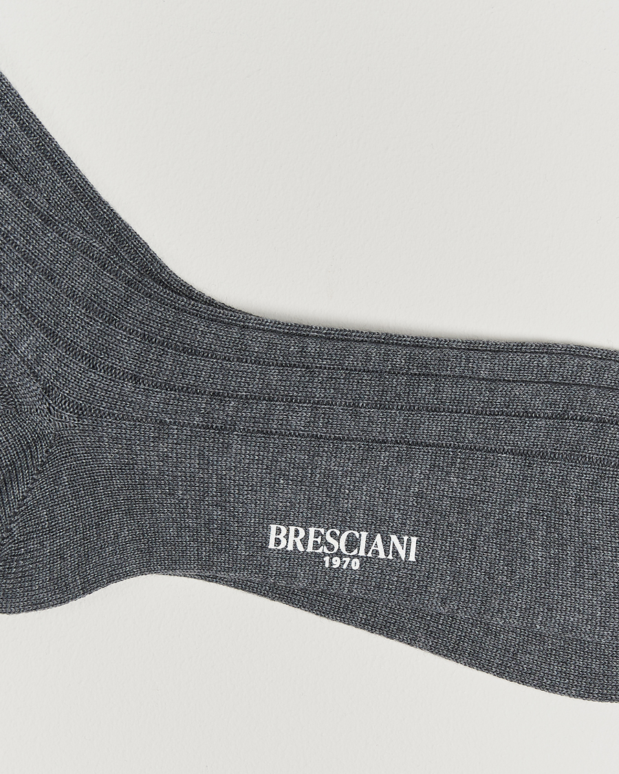 Mies |  | Bresciani | Wool/Nylon Heavy Ribbed Socks Grey