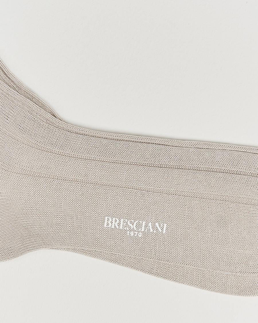 Mies |  | Bresciani | Wide Ribbed Cotton Socks Off White