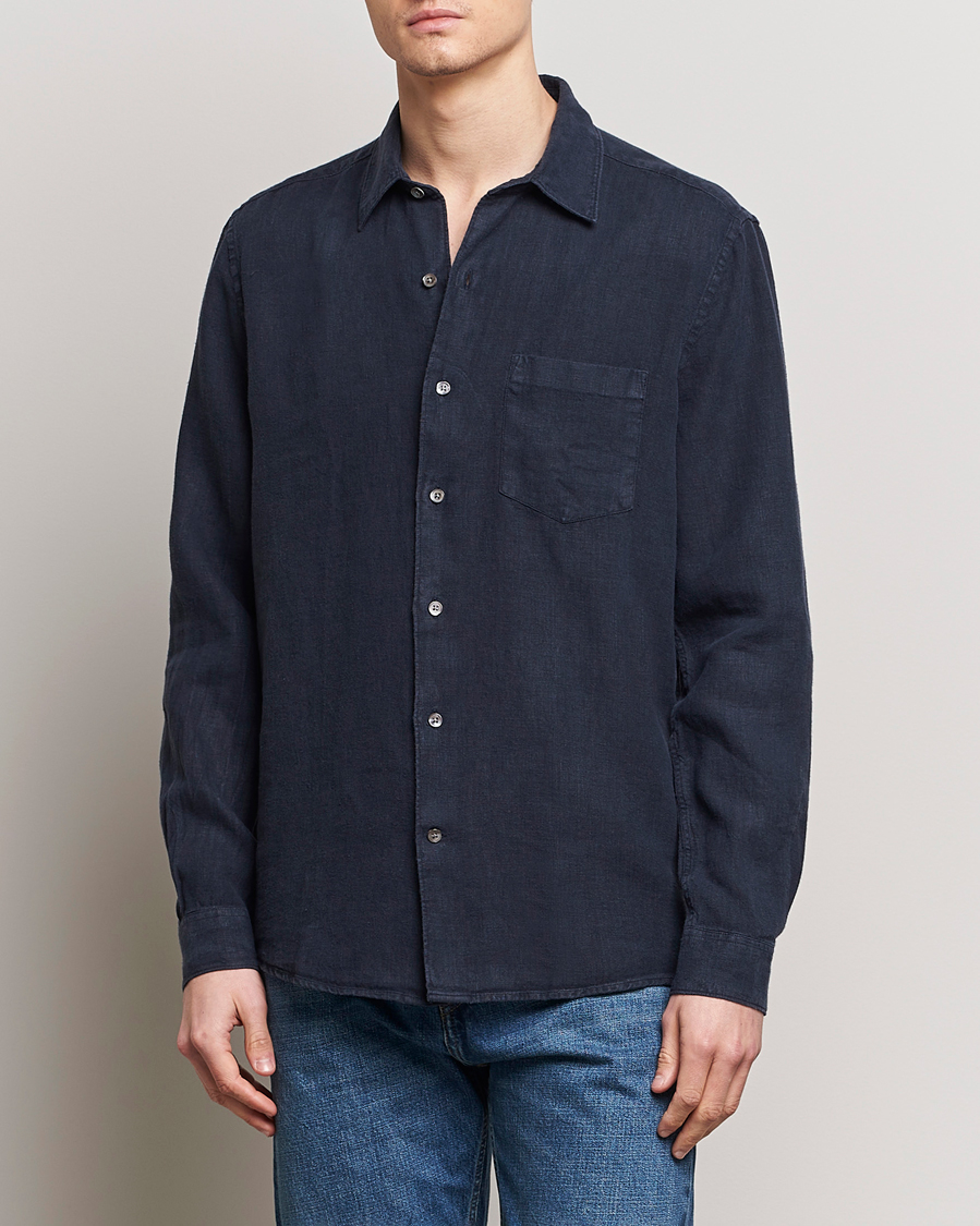 Mies | A Day's March | A Day\'s March | Abu Linen Shirt Navy