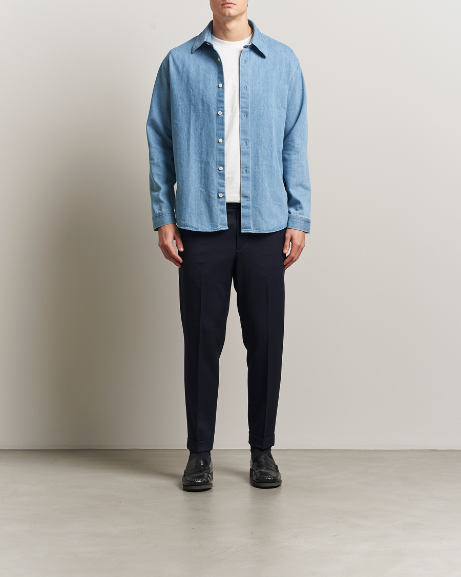 Mies | Housut | Filippa K | Terry Gabardine Cropped Turn Up Trousers Navy