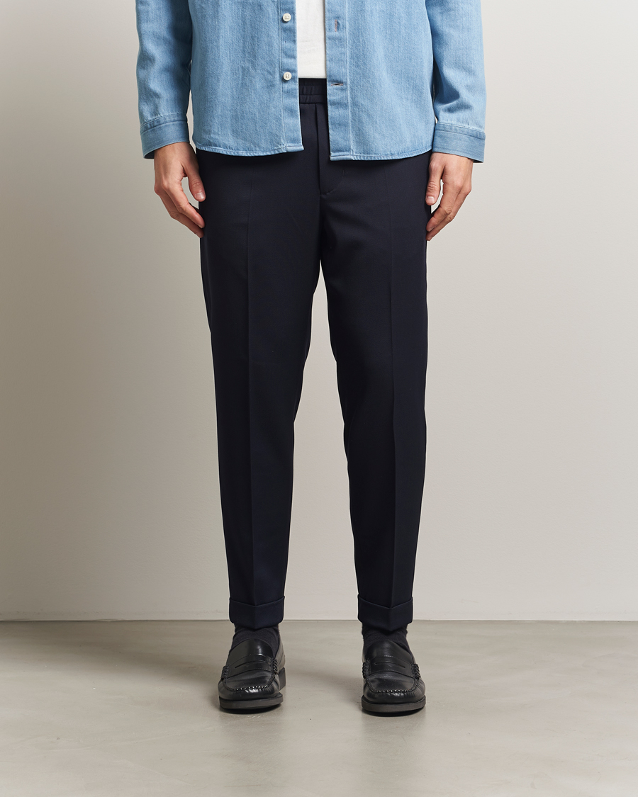 Mies | Housut | Filippa K | Terry Gabardine Cropped Turn Up Trousers Navy