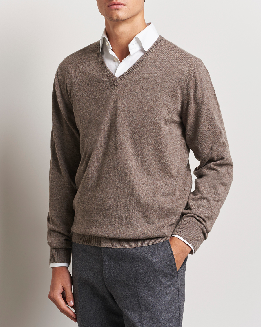 Mies |  | Piacenza Cashmere | Cashmere V Neck Sweater Brown