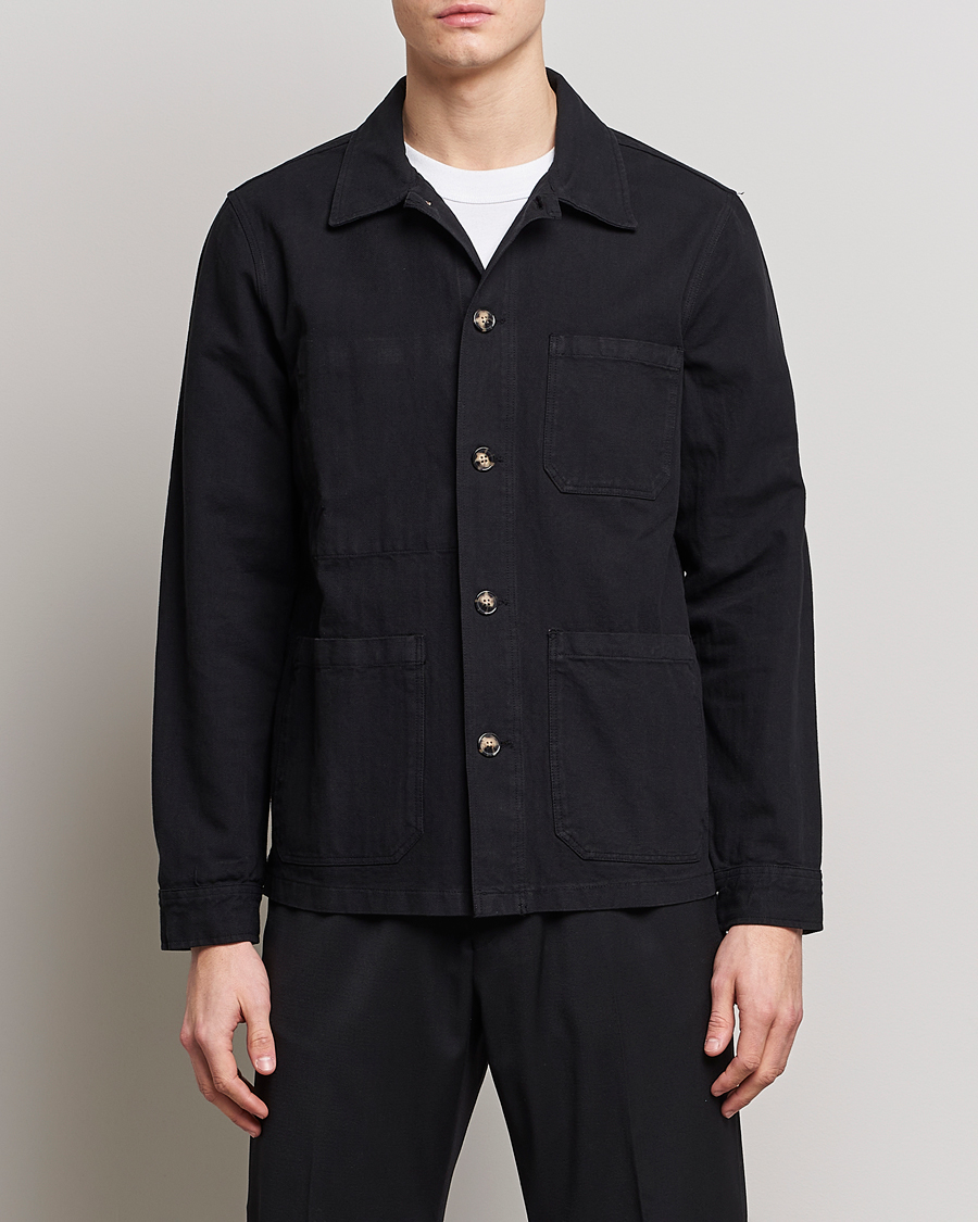 Mies | A Day's March | A Day\'s March | Original Herringbone Overshirt Regular Fit Black