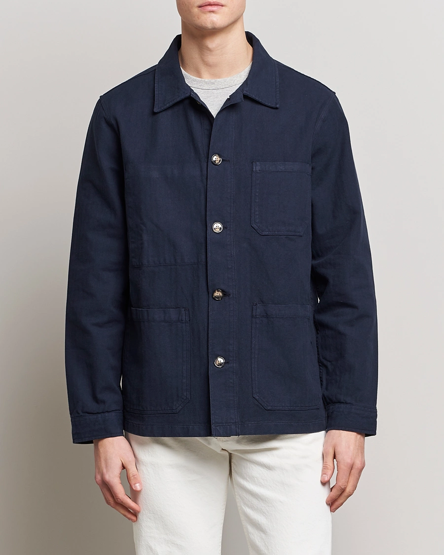 Mies | A Day's March | A Day\'s March | Original Herringbone Overshirt Regular Fit Navy