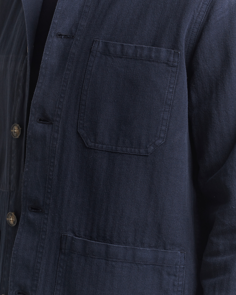 Mies | Takit | A Day's March | Herringbone Overshirt Navy