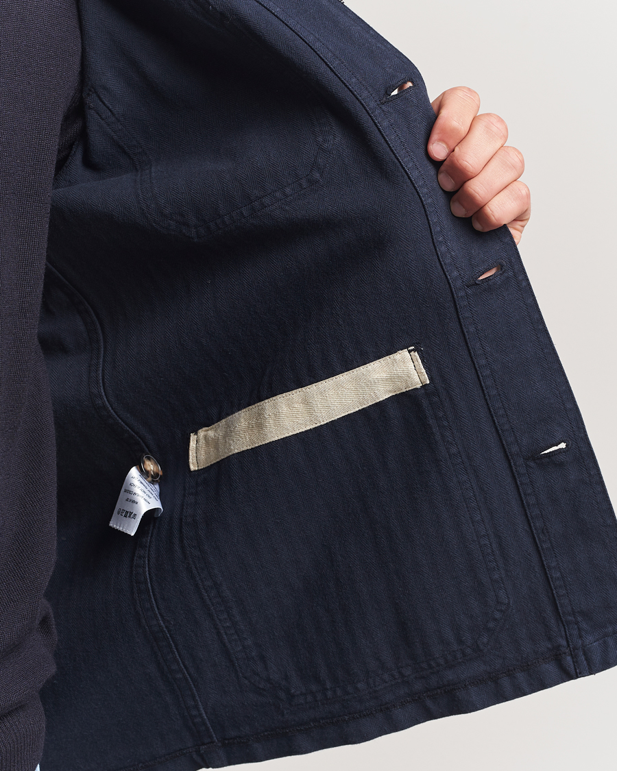 Mies | Takit | A Day's March | Herringbone Overshirt Navy