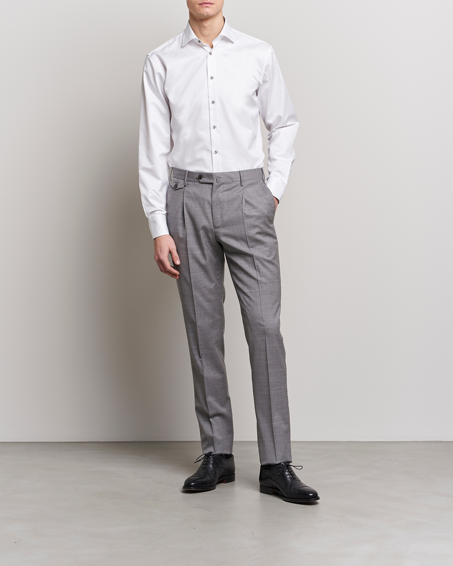 Mies | Viralliset | Stenströms | Fitted Body Contrast Cotton Twill Shirt White