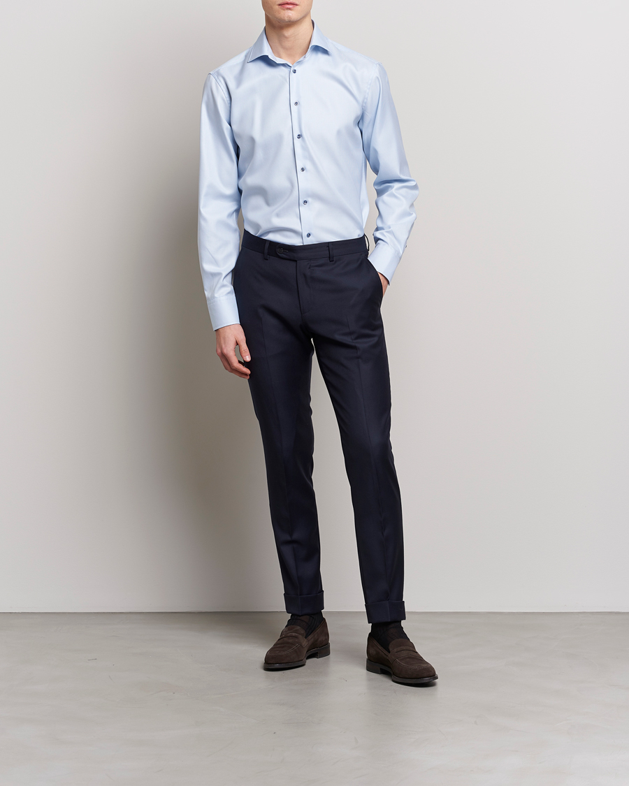Mies | Bisnespaidat | Stenströms | Fitted Body Contrast Shirt Light Blue