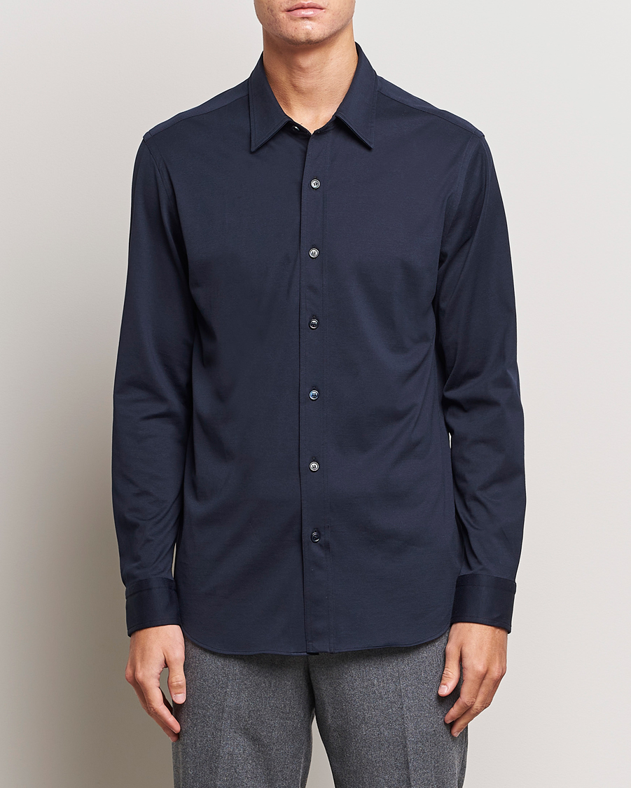 Mies |  | Brioni | Soft Cotton Jersey Shirt Navy