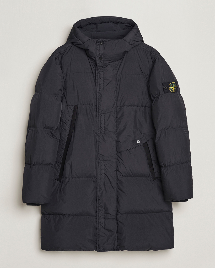 Mies | Takit | Stone Island | Garment Dyed Recycled Nylon Long Down Jacket Black