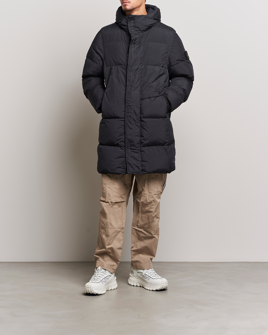 Mies | Takit | Stone Island | Garment Dyed Recycled Nylon Long Down Jacket Black