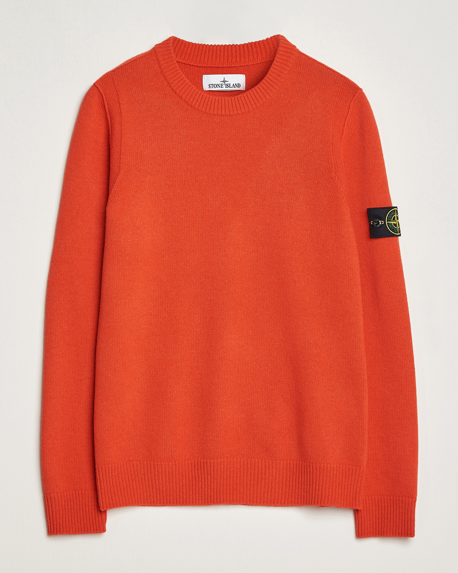 Mies | Puserot | Stone Island | Knitted Lambwool Sweater Orange Red
