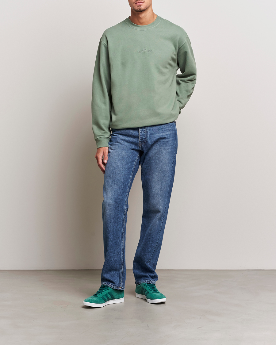 Mies | Puserot | Stone Island | Garment Dyed Fleece Logo Sweatshirt Sage