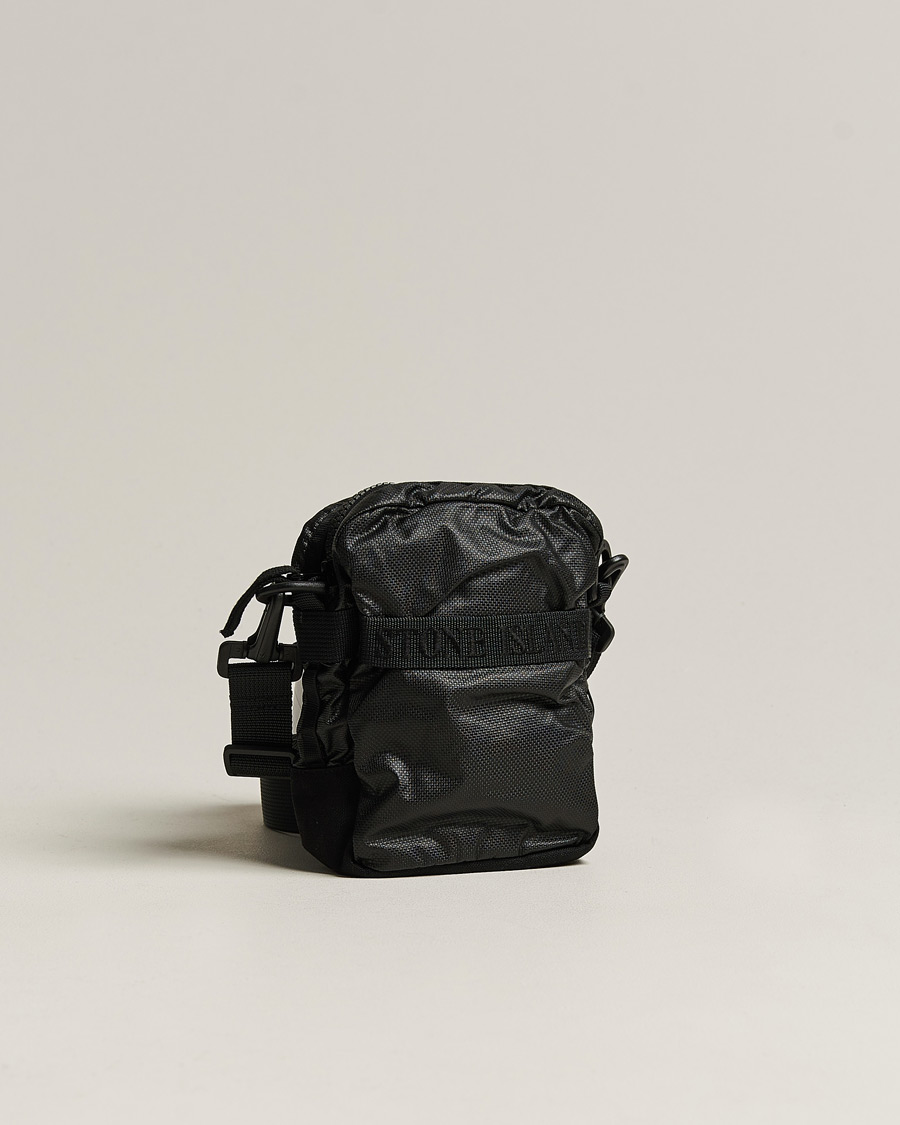 Mies | Stone Island Garment Dyed Mussola Gommata Canvas Shoulder Bag Black | Stone Island | Garment Dyed Mussola Gommata Canvas Shoulder Bag Black