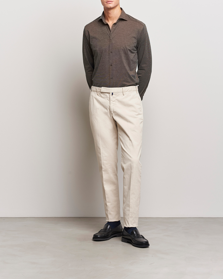 Mies | Kauluspaidat | Eton | Slim Fit Four Way Stretch Shirt Brown Melange