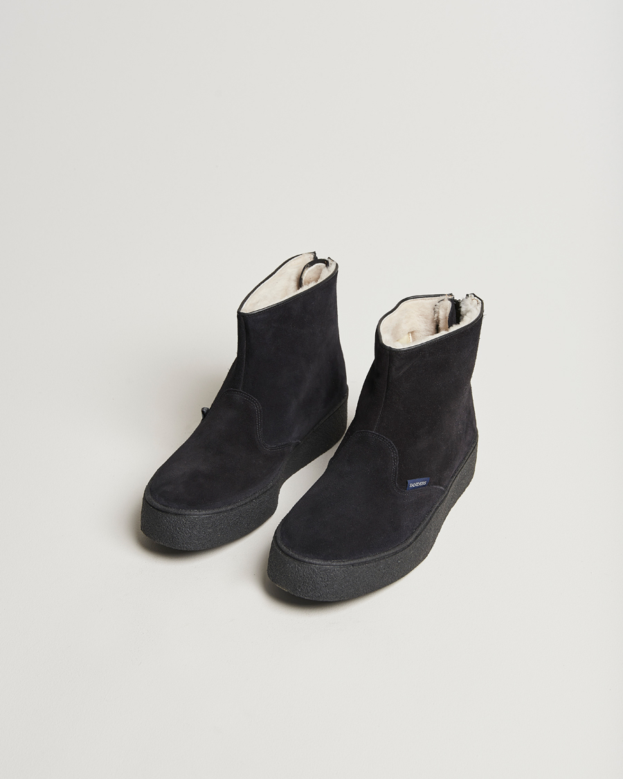 Mies |  | Sanders | Sherling Lined Curling Boot Black Suede