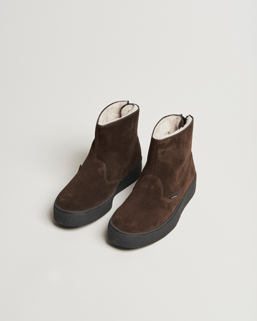 Mies |  | Sanders | Sherling Lined Curling Boot Chocolate Suede