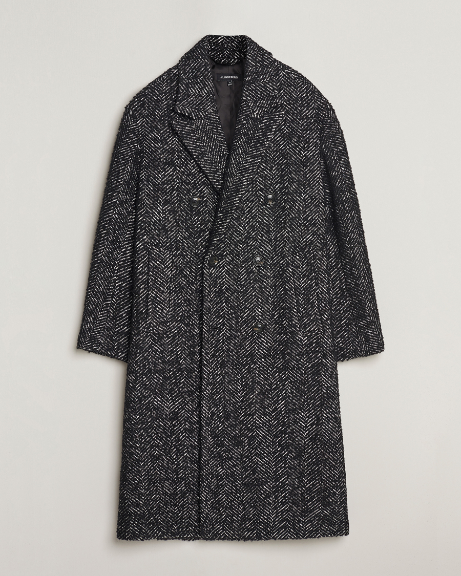 Mies | Takit | J.Lindeberg | Willy Herringbone Oversize Coat Black Melange