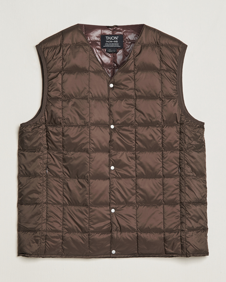 Mies | Takit | TAION | V-Neck Lightweight Down Vest Dark Choco