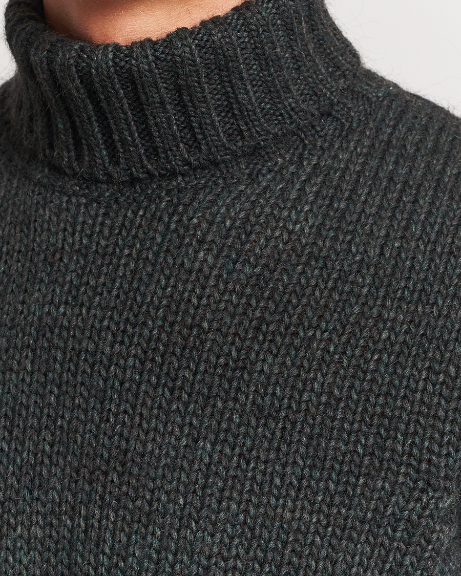 Mies | Puserot | Oscar Jacobson | Rod Wool/Alpaca Heavy Knit Rollneck Green